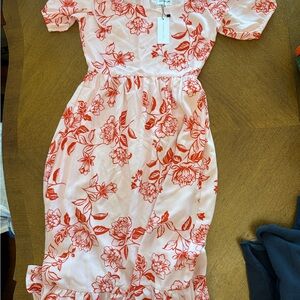 Sugar Pink and Red Floral Kids Dress